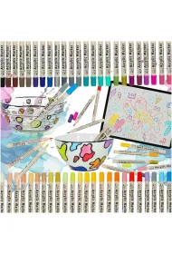Markery akrylowe do tkanin kamieni pisaki flamastry mazaki wodoodporne DIY 48 szt.