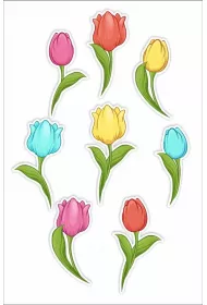 LearnHow Dekoracje okienne dwustronne - Tulipany 02 8 szt.