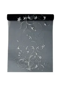 PartyDeco Organza g�adka, czarny z nadrukiem 0,36 x 9m