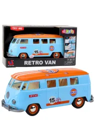 Retro van bus �wiat�o d�wi�k niebieski LeanToys