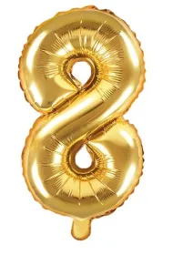 PartyDeco Balon foliowy Cyfra "8", 35cm, z�oty
