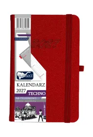 Kalendarz 2027 Techno A6 tygodniowy czerwony