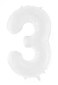 PartyDeco Balon foliowy 3 bia�y 86 cm