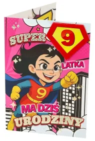 Yeku Karnet Urodziny 9 dziewczynka - Superbohaterka