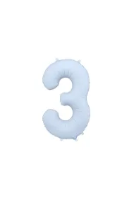 PartyDeco Balon foliowy cyfra 3 86cm mglisty niebieski