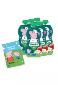 BoboVita Zestaw winka Peppa Mus jabko po 6 miesicu Zgrzewka + Kolorowanka Peppa GRATIS 6 x 100 g