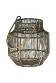 H&S Decoration Lampion druciany zoty z rczk 18 cm
