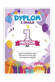 LearnHow Dyplom A5 urodzinowy - pierwsze urodziny 5 szt.