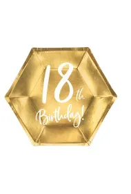 PartyDeco Talerzyki 18th Birthday z�ote 20cm