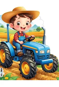 Traktor z rolnikiem. Kolorowanka z brokatem