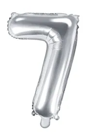 PartyDeco Balon foliowy Cyfra "7", 35cm, srebrny