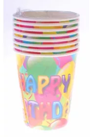 Arpex Kubki papierowe Urodziny Party Time DC8992 180 ml 8 szt.