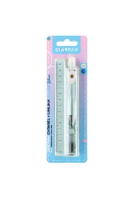 Cyrkiel metalowy plus linijka Pastel Blue STARPAK 561876