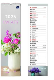 Kalendarz 135x500 paskowy miesi�c Kwiaty Interdruk
