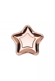 PartyDeco Talerzyki gwiazdki r�owe z�oto 18cm 6 szt.