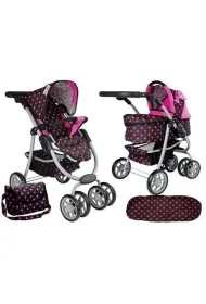 LeanToys W�zek spacer�wka 2w1 z torb� czarno-r�owy