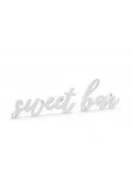 PartyDeco Drewniany napis Sweet bar bia�y 37x10cm
