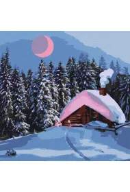Ideyka Malowanie po numerach - Za�nie�ona chata 40x40cm