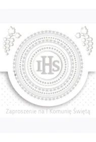 Zaproszenie kwadrat ZKW 120x120 Komunia zest. 57191 Dzieci�ce - Ch�opiec, Dziewczynka, Grafika, Religia, Srebrne, T�oczenie
