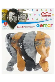 Godan Balony Premium Happy Birthday 50 metaliczne 12" 6 szt.