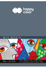 Happy Color Blok MIX MEDIA, ART, biay, A4, 200g, 25 arkuszy 200 g 25 kartek