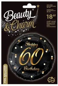 Godan Balon foliowy B&C Happy 60 Birthday czarny, z�oty