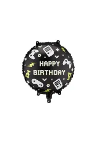 PartyDeco Balon foliowy pastylka Happy Birthday 35x35cm