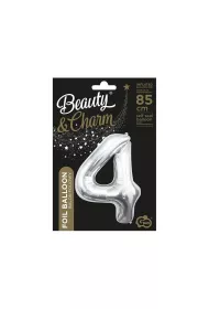 Godan Balon foliowy B&C cyfra 4 srebrna 85cm