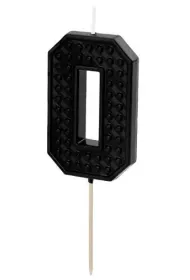 PartyDeco �wieczka urodzinowa 0 czarna 6cm