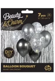Godan Bukiet balonowy Beauty&Charm srebrno-grafitowy 30 cm