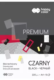 Happy Color Blok techniczny PREMIUM, czarny, A4, 220g, 10 arkuszy czarny 10 kartek