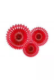 PartyDeco Rozety dekoracyjne czerwone 20-30cm