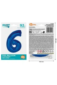 Godan Balon foliowy smart cyfra 6 niebieska 92 cm