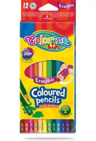 Patio Kredki o��wkowe heksagonalne wymazywalne Colorino Kids z gumk� 12 kolor�w