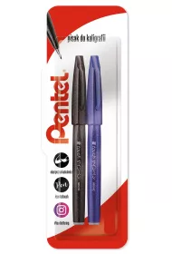 Pentel Pisak/p�dzelek do kaligrafii SES15 czarny, niebieski