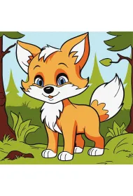 Malowanie po numerach - Puszysty lis Kids 25x25cm Ideyka