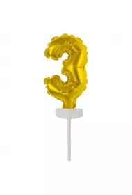 Amscan Balon foliowy mini cyfra 3 z�ota 7x12cm