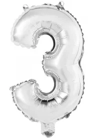 Amscan Balon foliowy mini cyfra 3 srebrna 25x40cm