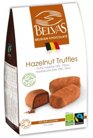 Belvas Belgijskie czekoladki trufle z orzechami laskowymi fair trade bezglutenowe 100 g Bio