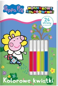 Peppa Pig. Numerkowe kolorowanki. Kolorowe kwiatki