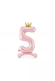 PartyDeco Stoj�cy balon foliowy 5 jasny r� 84cm