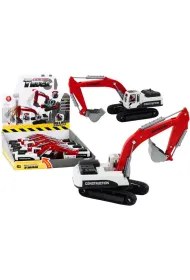 Koparka g�sienicowa bia�o-czerwona metalowa LeanToys