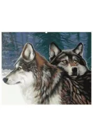 Norimpex Diamentowa mozaika - Wilki dwa w zimowym lesie 30x40cm