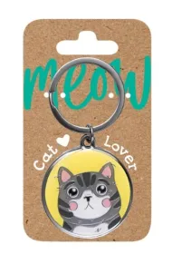 Be-Happy Gifts Brelok dla kociarzy - szary kot