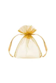 PartyDeco Woreczki z organzy, z�oty, 10cm  1 op. / 10 szt.