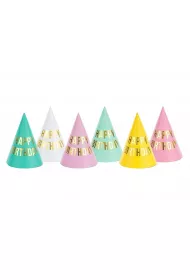 PartyDeco Czapeczki Happy Birthday 16cm