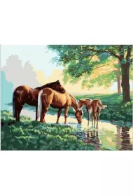 Diamentowa mozaika Konie nad rzek 30x40cm 1008549