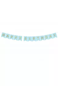 PartyDeco Giranda Happy Birthday jasno niebieska 15x175 cm