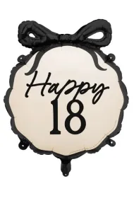 PartyDeco Balon foliowy pastylka Happy 18 47.5x45cm