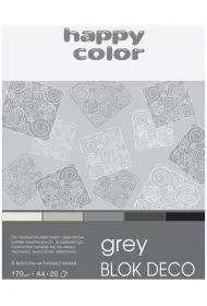 Happy Color Blok Deco Grey, 5 kolorw, A4, 170g, 20 arkuszy 170 g 20 kartek